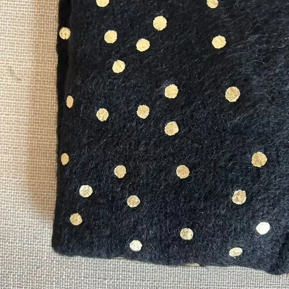NWT Sezane Lizy Cardigan Small Black Gold Polka Dot French Wool Causal - Picture 5 of 6